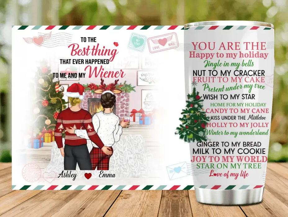 Personalized Christmas Couple Tumbler - Christmas Gift Idea For Couple - You Are The Happy To My Holiday