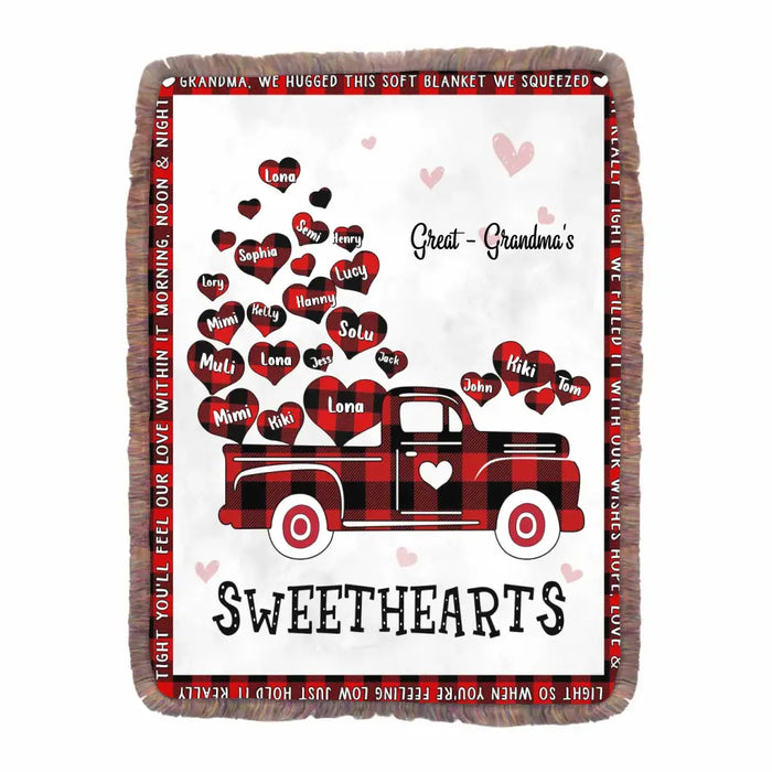 Personalized Grandma Fringe Blanket - Gift Idea For Grandma - Up to 20 Children - Great - Grandma, We Hugged This Soft Blanket We Squeezed
