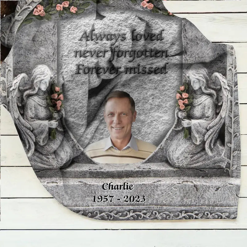 Personalized Memorial Photo Fleece Throw Blanket & Quilt - Memorial Gift Idea for Family - Always Loved Never Forgotten Forever Missed
