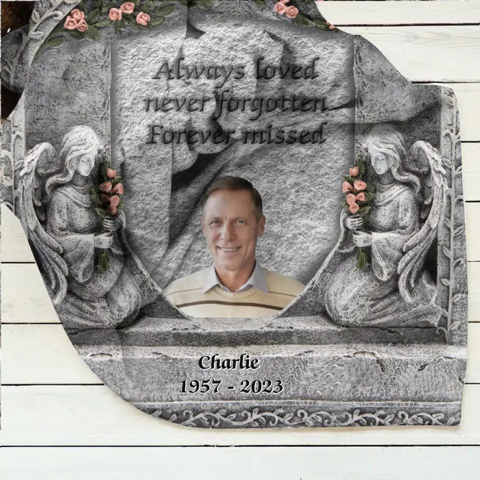 Personalized Memorial Photo Fleece Throw Blanket & Quilt - Memorial Gift Idea for Family -  Always Loved Never Forgotten Forever Missed