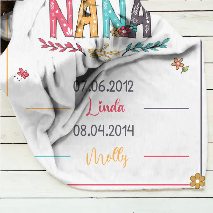 Personalized Grandma Quilt/Fleece Throw Blanket - Gift Idea For Grandma - Up to 6 Grandkids -  My Greatest Blessings Call Me Nana