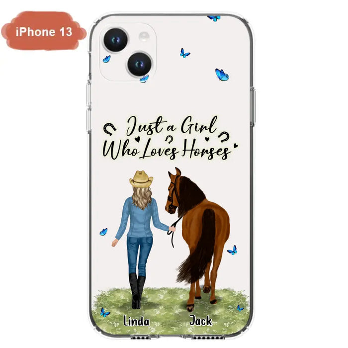 Personalized Horse Girl Phone Case - Up to 6 Horses - Gift Idea for Horse Lovers - Just A Girl Who Loves Horses - Case for iPhone/Samsung