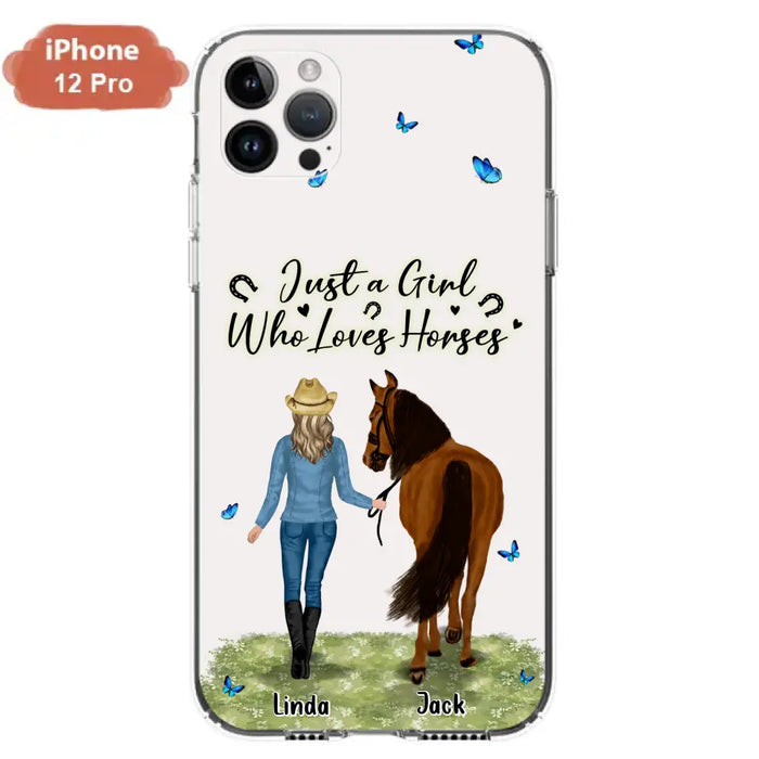 Personalized Horse Girl Phone Case - Up to 6 Horses - Gift Idea for Horse Lovers - Just A Girl Who Loves Horses - Case for iPhone/Samsung