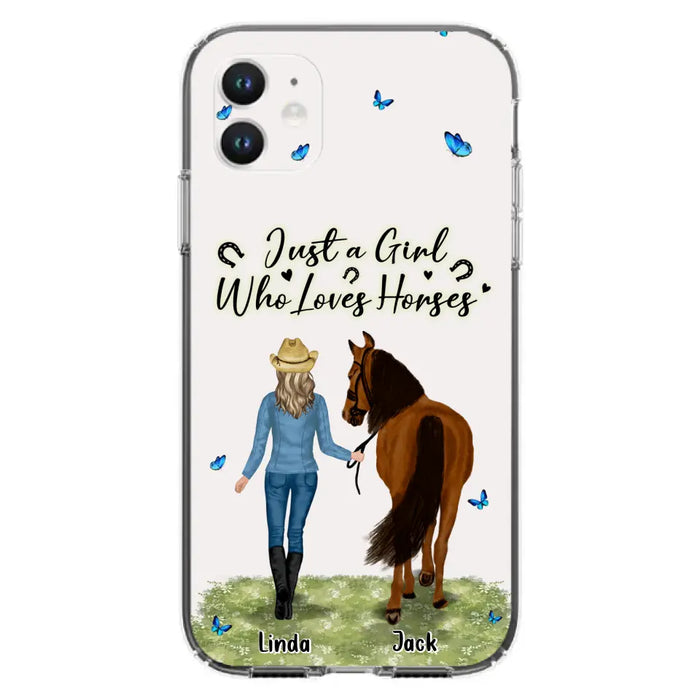 Personalized Horse Girl Phone Case - Up to 6 Horses - Gift Idea for Horse Lovers - Just A Girl Who Loves Horses - Case for iPhone/Samsung
