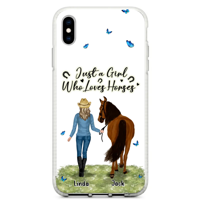 Personalized Horse Girl Phone Case - Up to 6 Horses - Gift Idea for Horse Lovers - Just A Girl Who Loves Horses - Case for iPhone/Samsung