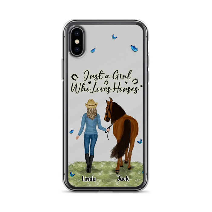 Personalized Horse Girl Phone Case - Up to 6 Horses - Gift Idea for Horse Lovers - Just A Girl Who Loves Horses - Case for iPhone/Samsung