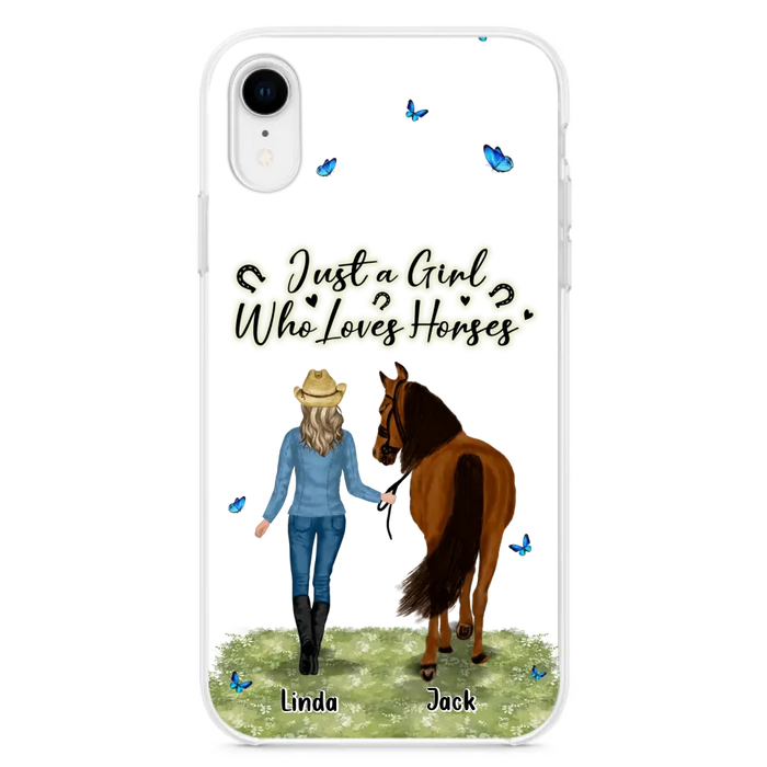 Personalized Horse Girl Phone Case - Up to 6 Horses - Gift Idea for Horse Lovers - Just A Girl Who Loves Horses - Case for iPhone/Samsung