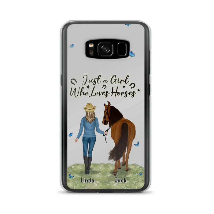 Personalized Horse Girl Phone Case - Up to 6 Horses - Gift Idea for Horse Lovers - Just A Girl Who Loves Horses - Case for iPhone/Samsung