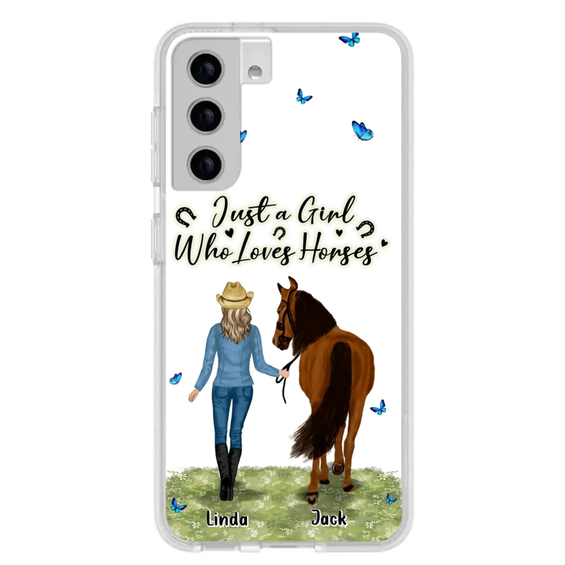 Personalized Horse Girl Phone Case - Up to 6 Horses - Gift Idea for Horse Lovers - Just A Girl Who Loves Horses - Case for iPhone/Samsung