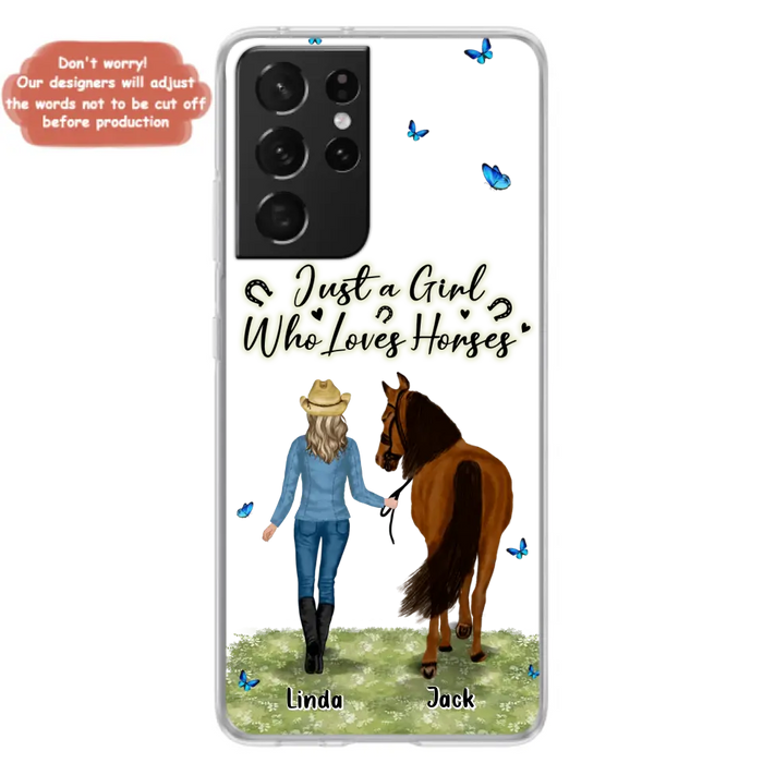 Personalized Horse Girl Phone Case - Up to 6 Horses - Gift Idea for Horse Lovers - Just A Girl Who Loves Horses - Case for iPhone/Samsung
