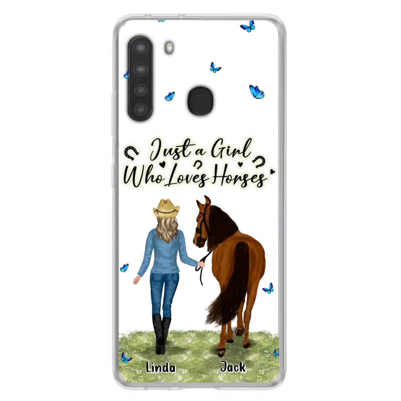 Personalized Horse Girl Phone Case - Up to 6 Horses - Gift Idea for Horse Lovers - Just A Girl Who Loves Horses - Case for iPhone/Samsung