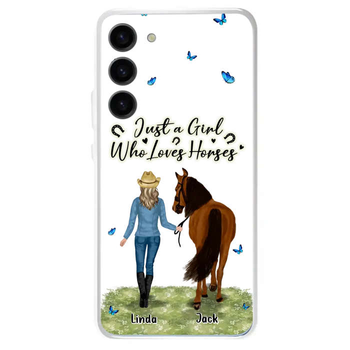 Personalized Horse Girl Phone Case - Up to 6 Horses - Gift Idea for Horse Lovers - Just A Girl Who Loves Horses - Case for iPhone/Samsung