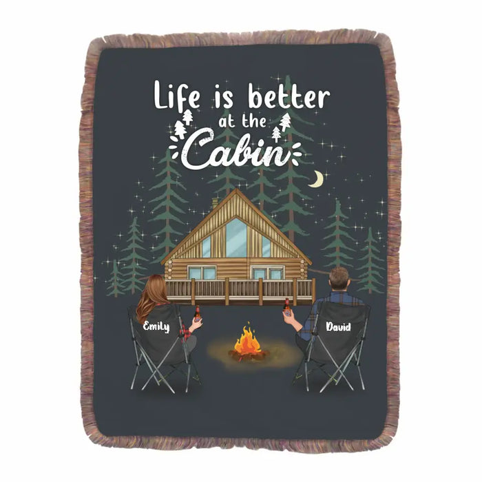 Personalized Cabin Camping Fringe Blanket - Gift Idea For Camping Lover/Couple/Family/Friends - Life Is Better At The Cabin