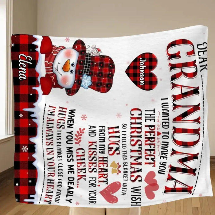 Personalized Grandma Quilt/Fleece Throw Blanket - Gift Idea For Grandma - Up to 4 Grandkids - I'm Always In Your Heart