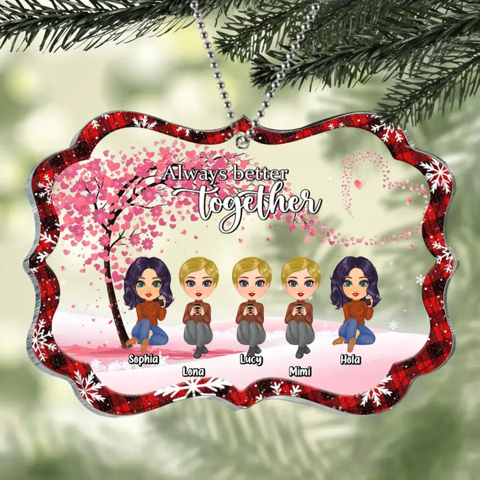 Personalized Besties Rectangle Acrylic Ornament - Gift Idea For Best Friends/Sisters - Up to 5 Girls - Always Better Together