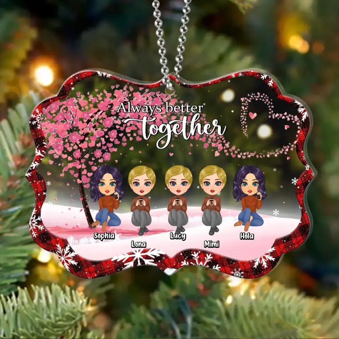 Personalized Besties Rectangle Acrylic Ornament - Gift Idea For Best Friends/Sisters - Up to 5 Girls - Always Better Together