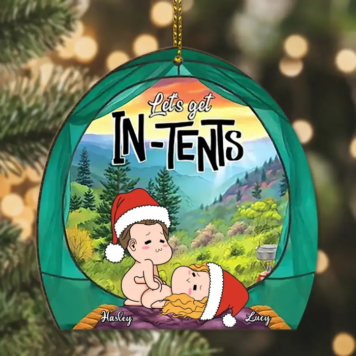 Personalized Couple Wooden Ornament - Gift Idea For Christmas/Couple/Her/Him - Let's Get In-Tents