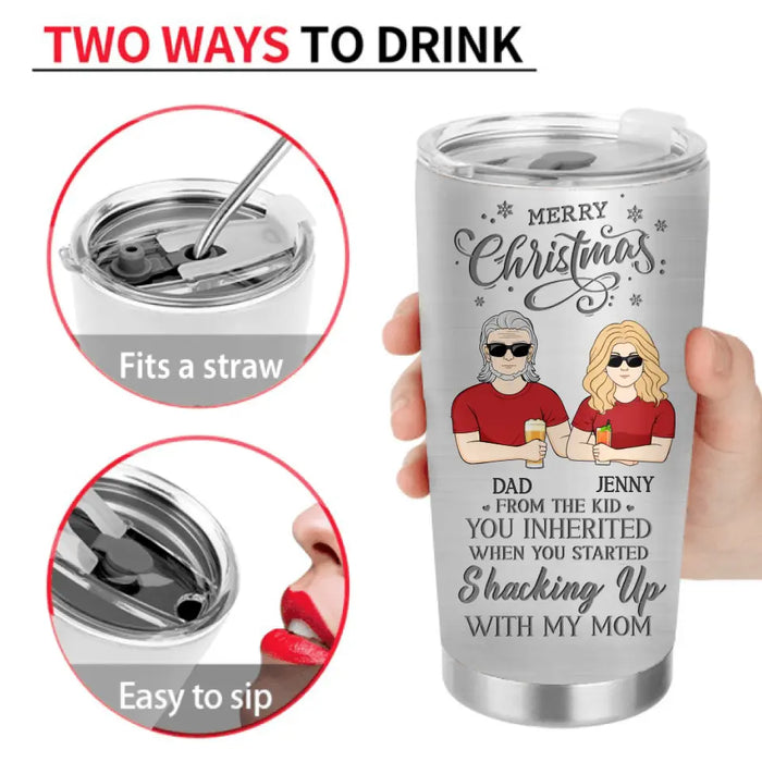 Personalized Stepped Up Dad Tumbler - Gift Idea For Dad - Up to 3 Children - Merry Christmas From The Kid You Inherited