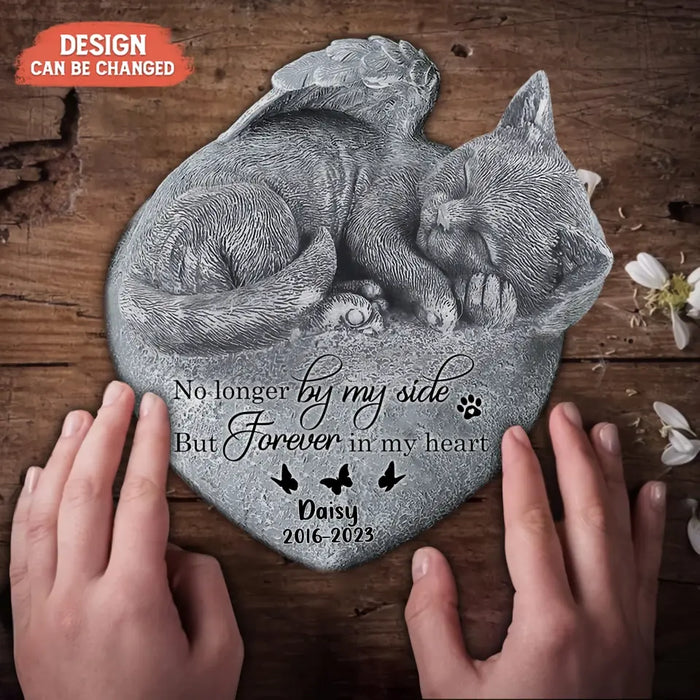 Personalized Memorial Angel Cat Sleeping Acrylic Plaque - Memorial Gift Idea For Cat Lover - No Longer By My Side But Forever In My Heart