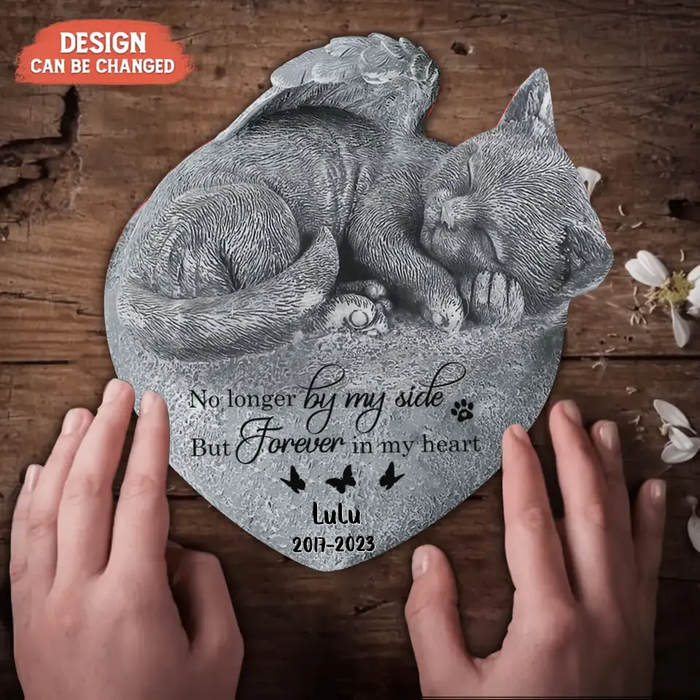 Personalized Memorial Angel Cat Sleeping Acrylic Plaque - Memorial Gift Idea For Cat Lover - No Longer By My Side But Forever In My Heart