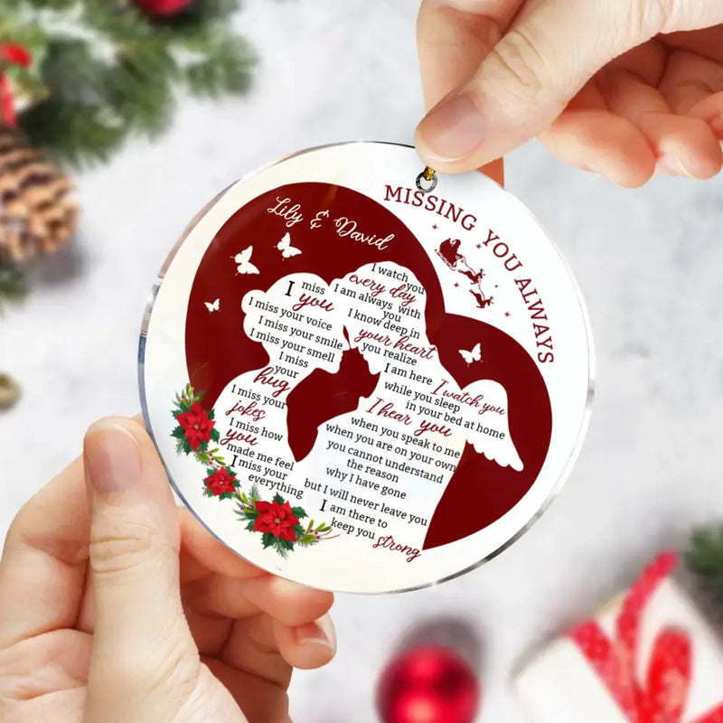 Personalized Couple Circle Acrylic Ornament - Memorial Gift Idea For Couple - Missing You Always