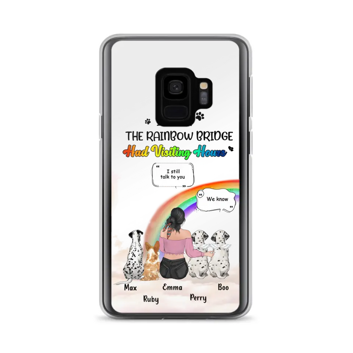Personalized Pet Mom Phone Case - Up to 4 Pets - Memorial Gift Idea for Dog/Cat Lovers - I Wish The Rainbow Bridge Had Visiting Hours - Case for iPhone/Samsung
