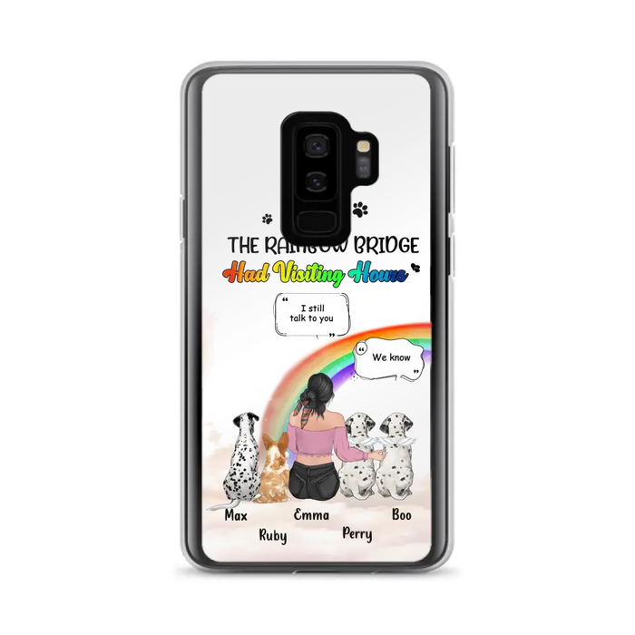 Personalized Pet Mom Phone Case - Up to 4 Pets - Memorial Gift Idea for Dog/Cat Lovers - I Wish The Rainbow Bridge Had Visiting Hours - Case for iPhone/Samsung