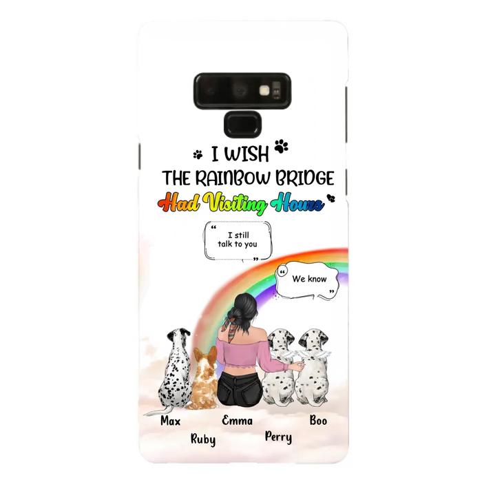 Personalized Pet Mom Phone Case - Up to 4 Pets - Memorial Gift Idea for Dog/Cat Lovers - I Wish The Rainbow Bridge Had Visiting Hours - Case for iPhone/Samsung