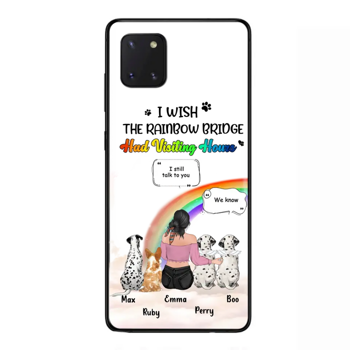 Personalized Pet Mom Phone Case - Up to 4 Pets - Memorial Gift Idea for Dog/Cat Lovers - I Wish The Rainbow Bridge Had Visiting Hours - Case for iPhone/Samsung