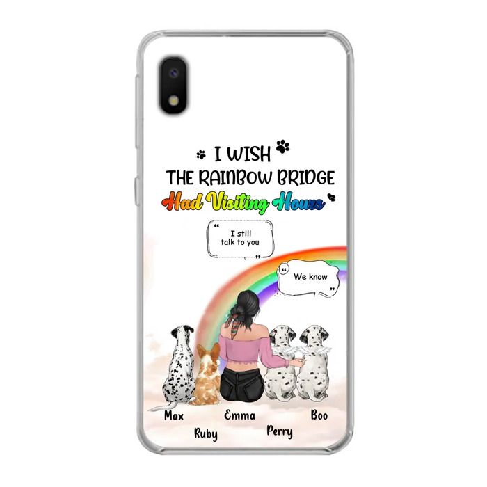 Personalized Pet Mom Phone Case - Up to 4 Pets - Memorial Gift Idea for Dog/Cat Lovers - I Wish The Rainbow Bridge Had Visiting Hours - Case for iPhone/Samsung