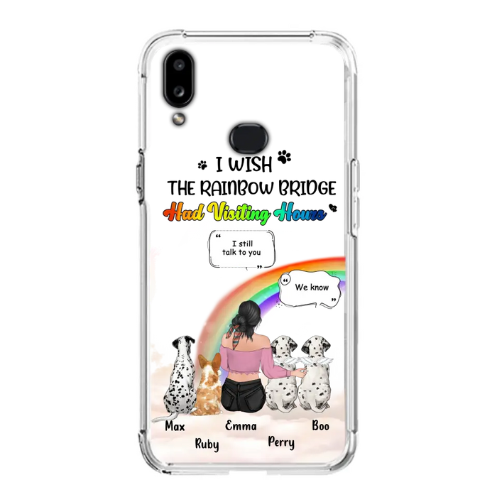 Personalized Pet Mom Phone Case - Up to 4 Pets - Memorial Gift Idea for Dog/Cat Lovers - I Wish The Rainbow Bridge Had Visiting Hours - Case for iPhone/Samsung