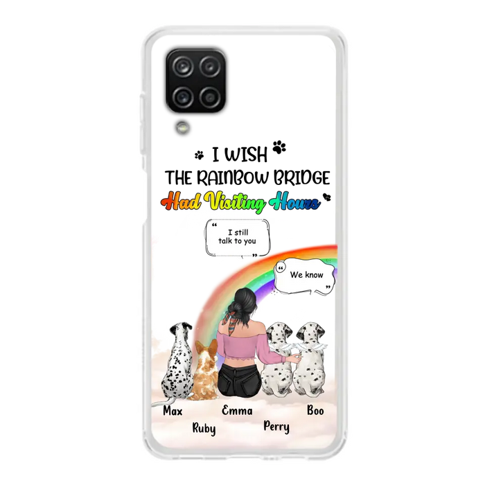 Personalized Pet Mom Phone Case - Up to 4 Pets - Memorial Gift Idea for Dog/Cat Lovers - I Wish The Rainbow Bridge Had Visiting Hours - Case for iPhone/Samsung