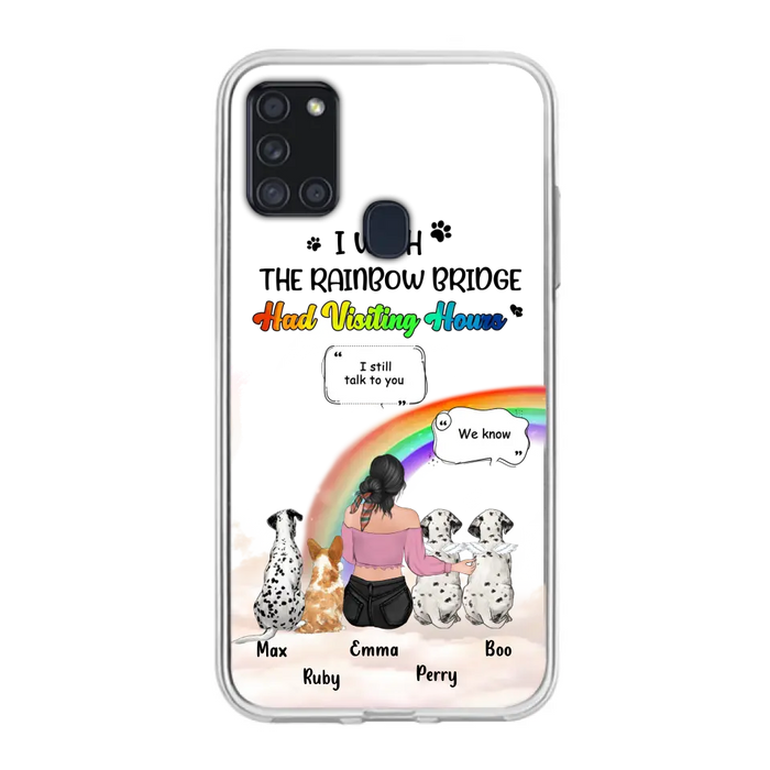 Personalized Pet Mom Phone Case - Up to 4 Pets - Memorial Gift Idea for Dog/Cat Lovers - I Wish The Rainbow Bridge Had Visiting Hours - Case for iPhone/Samsung