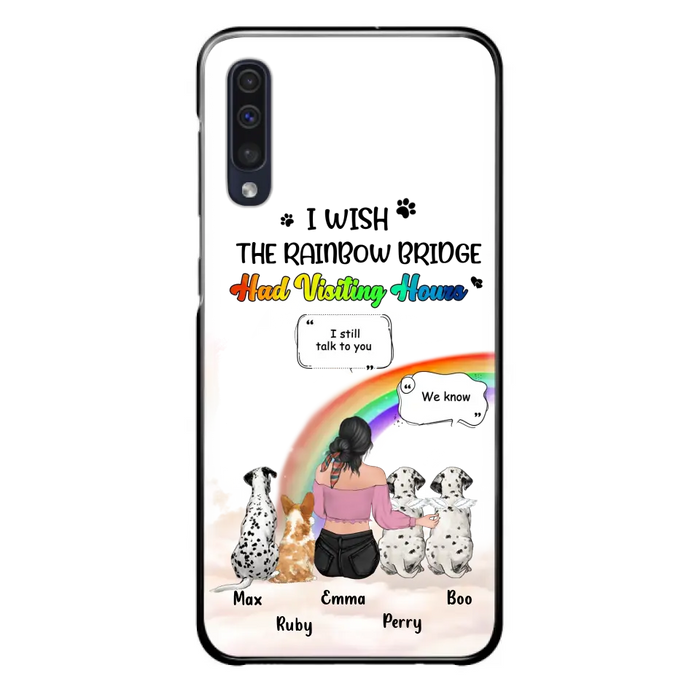 Personalized Pet Mom Phone Case - Up to 4 Pets - Memorial Gift Idea for Dog/Cat Lovers - I Wish The Rainbow Bridge Had Visiting Hours - Case for iPhone/Samsung