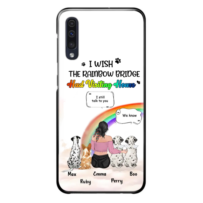 Personalized Pet Mom Phone Case - Up to 4 Pets - Memorial Gift Idea for Dog/Cat Lovers - I Wish The Rainbow Bridge Had Visiting Hours - Case for iPhone/Samsung