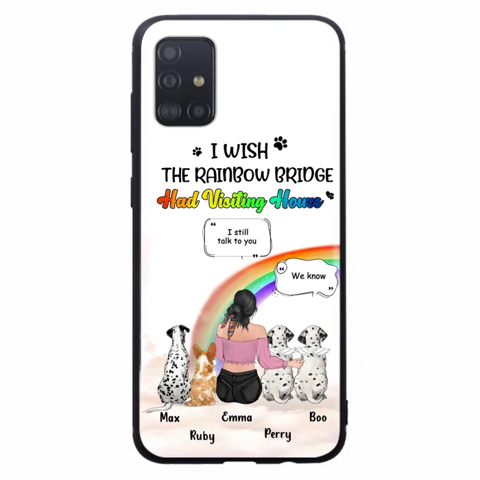 Personalized Pet Mom Phone Case - Up to 4 Pets - Memorial Gift Idea for Dog/Cat Lovers - I Wish The Rainbow Bridge Had Visiting Hours - Case for iPhone/Samsung