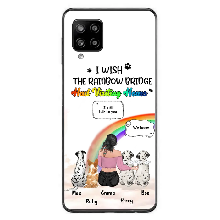 Personalized Pet Mom Phone Case - Up to 4 Pets - Memorial Gift Idea for Dog/Cat Lovers - I Wish The Rainbow Bridge Had Visiting Hours - Case for iPhone/Samsung