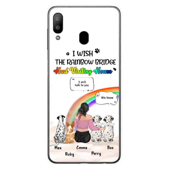 Personalized Pet Mom Phone Case - Up to 4 Pets - Memorial Gift Idea for Dog/Cat Lovers - I Wish The Rainbow Bridge Had Visiting Hours - Case for iPhone/Samsung