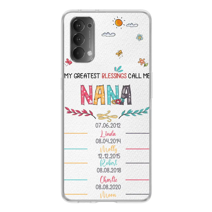 Personalized Grandma Phone Case - Gift Idea For Grandma - Up to 5 Grandkids - My Greatest Blessings Call Me Nana - Case For Oppo/Xiaomi/Huawei