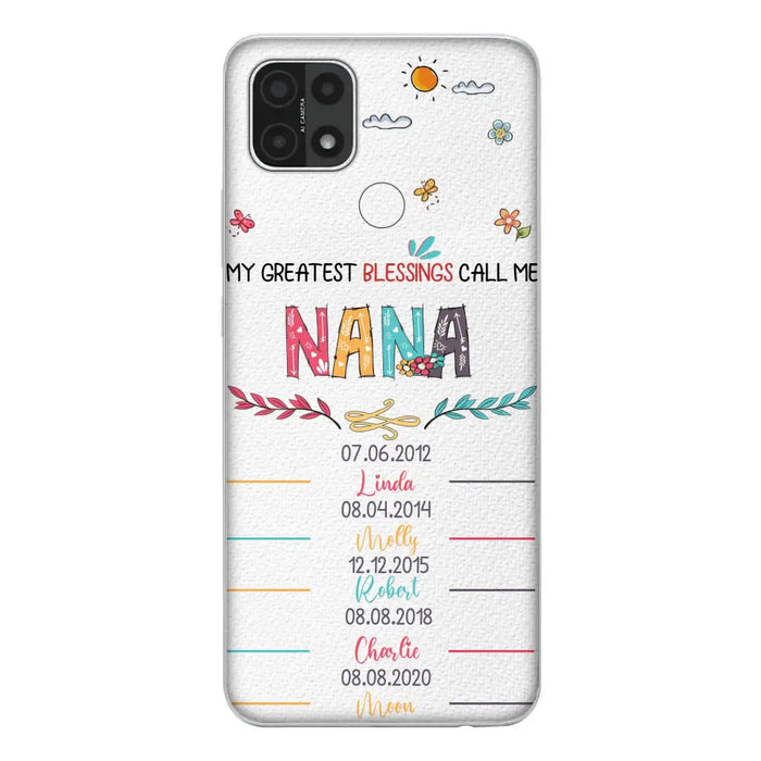 Personalized Grandma Phone Case - Gift Idea For Grandma - Up to 5 Grandkids - My Greatest Blessings Call Me Nana - Case For Oppo/Xiaomi/Huawei
