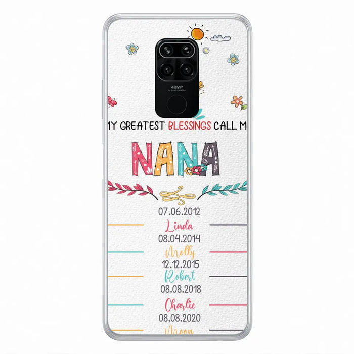 Personalized Grandma Phone Case - Gift Idea For Grandma - Up to 5 Grandkids - My Greatest Blessings Call Me Nana - Case For Oppo/Xiaomi/Huawei