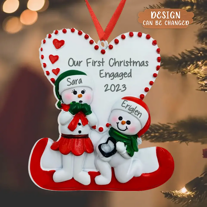 Personalized Couple Acrylic Ornament - Gift Idea For Christmas/Couple - Our First Christmas Engaged 2023