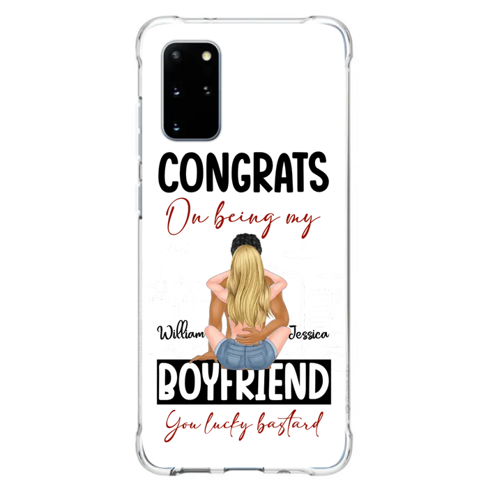 Personalized Couple Phone Case - Gift Idea For Couple/Valentines Day - Congrats On Being My Boyfriend You Lucky Bastard - Case For iPhone/Samsung