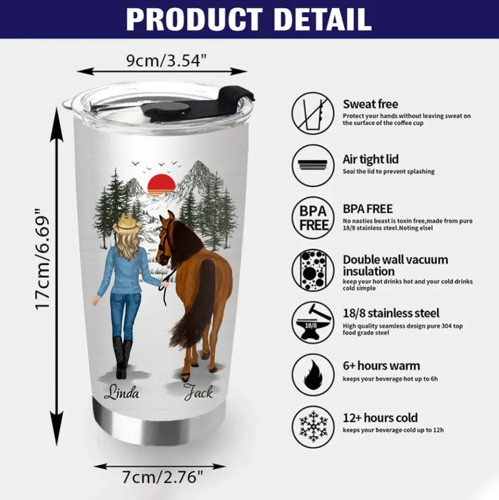 Personalized Horse Girl Tumbler - Gift Idea For Horse Lovers - Up To 6 Horses - In A World Full Of Princesses Be A Cowgirl