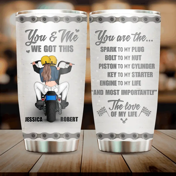 Personalized Couple Riding Tumbler - Gift Idea For Couple - You Are The Spark To My Plug