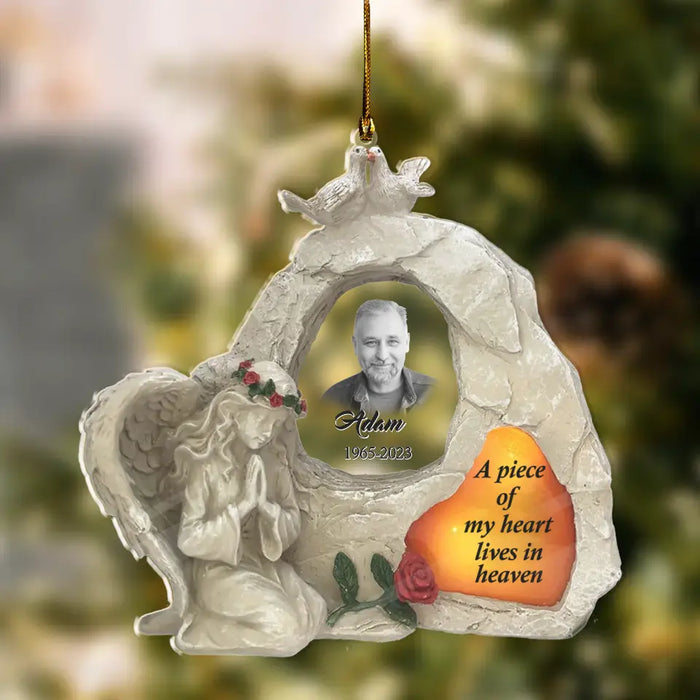 Personalized Memorial Photo Acrylic Ornament - Memorial Gift Idea for Christmas - A Piece Of My Heart Lives In Heaven