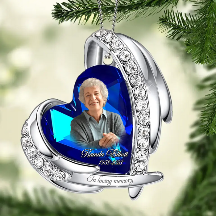Personalized Heart Crystal Jewelry Acrylic Ornament - Memorial Gift Idea For Christmas/Family Member - Upload Photo - In Loving Memory