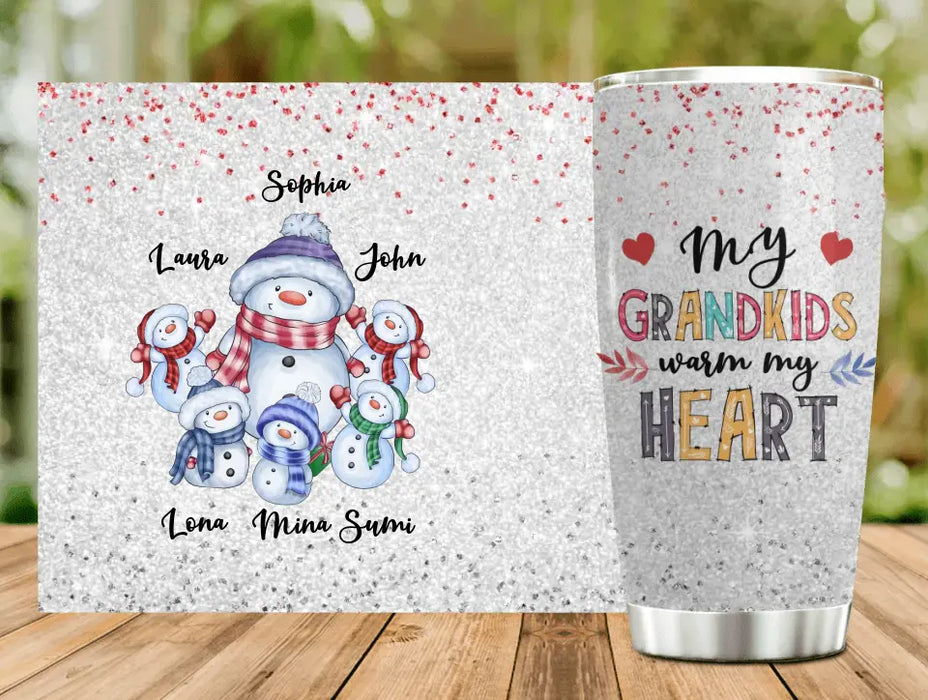 Personalized Grandma Tumbler - Gift Idea For Christmas  - Up to 5 Grandkids - My Grandkids Warm My Heart