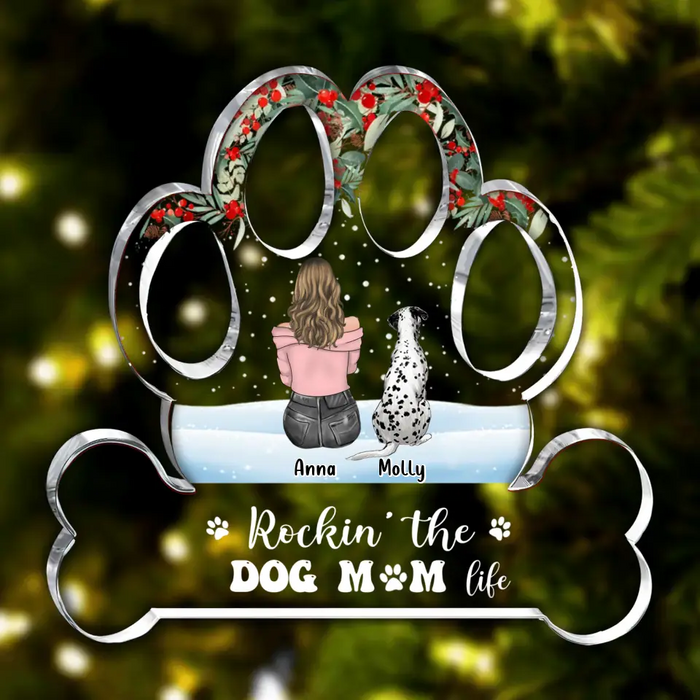 Personalized Dog Mom Acrylic Plaque - Up to 5 Pets - Christmas Gift Idea for Dog/Cat/Rabbit Owners - Rockin' The Dog Mom Life