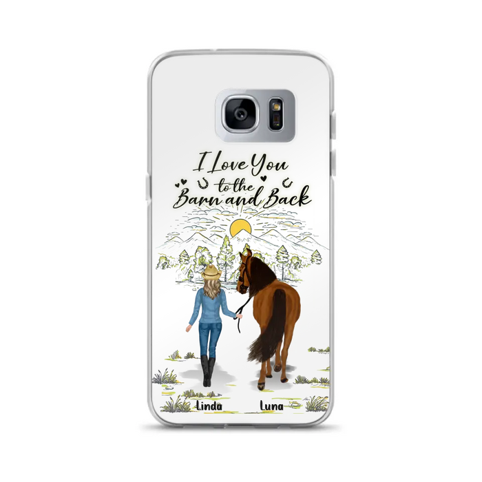 Personalized Horse Girl Phone Case - Up to 6 Horses - Gift Idea for Horse Lovers - I Love You To The Barn & Back - Case for iPhone/Samsung